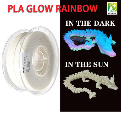 PINRUI Glow Rainbow PLA 1kg 1,75mm regenboogwit 3D-printer filament kleur veranderen in donker plastic voor 3D-printer